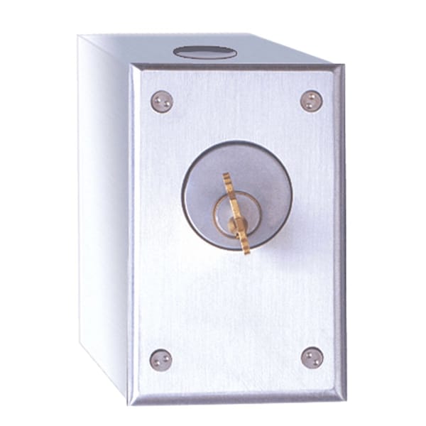 Cast Aluminum Key Switch, Single Gang with Surface Mount Box, SPDT Momentary